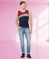 T.T. Men Designer Gym VestPack Of 2 Red-Blk-Navy-Grey