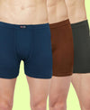 T.T. Mens Jazz Fine Long Inner Elastic TrunkPack Of 3 Olive-Blue-Mustard