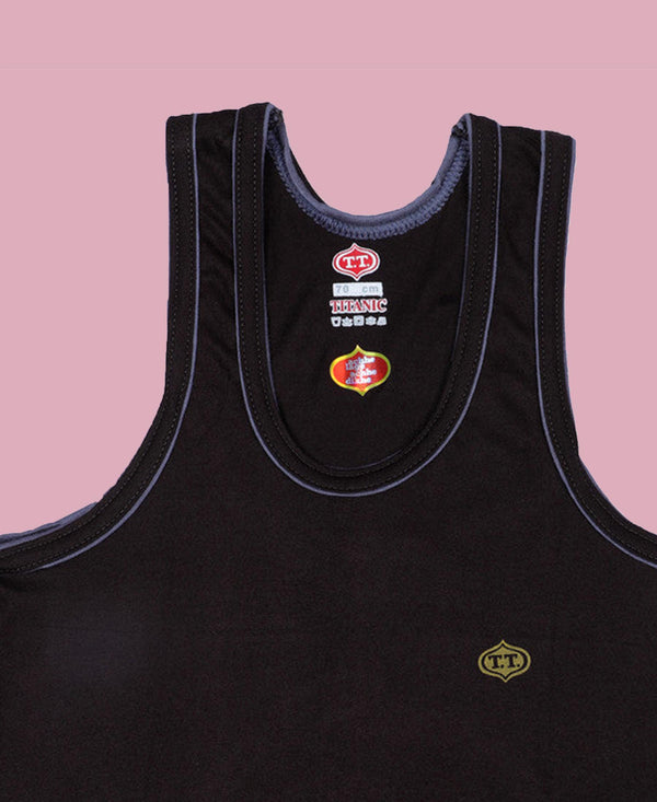 T.T. Kids Titanic Piping Dyed Vest Pack Of 3 Black-Sky-Brown