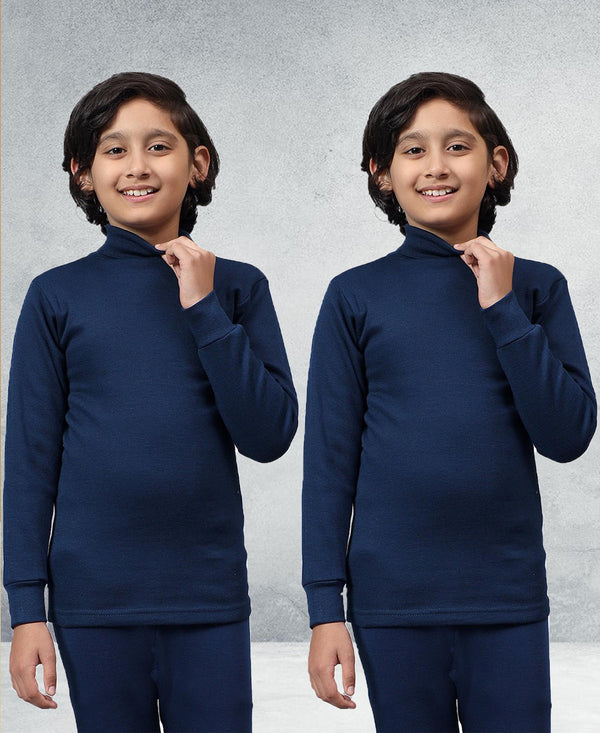 T.T. Boys & Girls |Slim Fit| Cotton Fleece |Full Sleeves|High Neck|Trendy Winter Wear|Dyed Top Pack Of 2-Blue