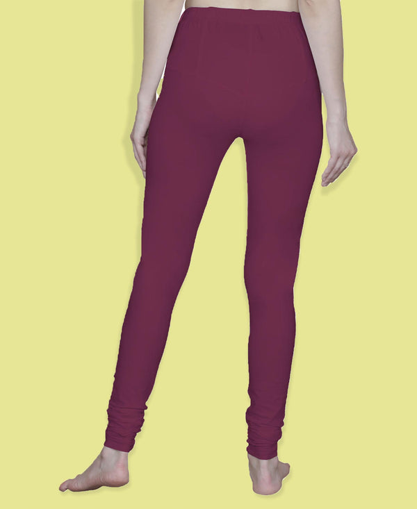 T.T. Women Solid Chudidar Cotton Lycra Cool Leggings -Bright Maroon - Kiwi( Free Size)