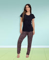 HiFlyers Women Comfort Fit Black & Floral Pink Printed Cotton Pyjama