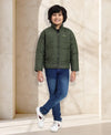 HiFlyers Boys Regular Fit | Polyster |Fluffy Full Sleeves |Quilted Insulation|High Neck Stand Collar|Zipper Jacket -Green