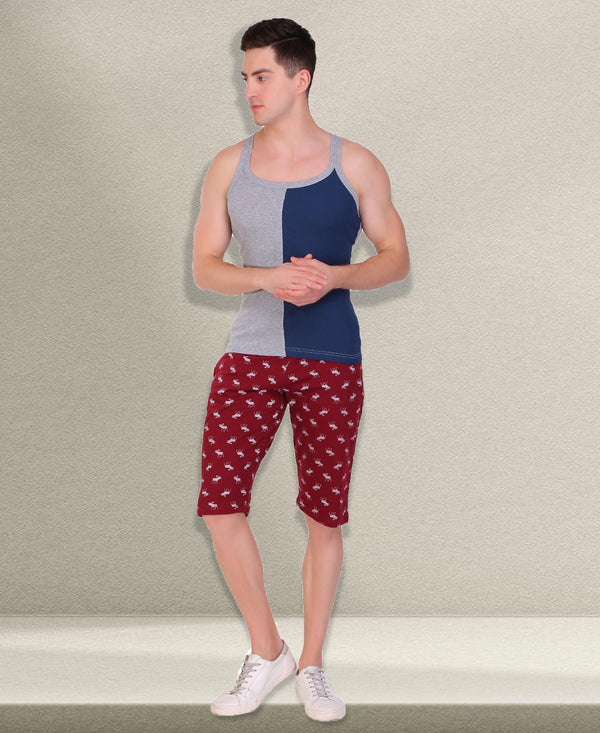 T.T. Men DesignerGym Vest Pack Of 2 Brown-Black -Grey-Blue