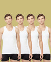 T.T. Men Interlock Vest Sleeveless Pack Of 4 White