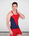 T.T. Men DesignerGym Vest Pack Of 3 Blue-Grey-Olive-Black-Blue-Red
