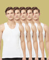 T.T. Men Interlock Vest Sleeveless Pack Of 5 White