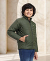 HiFlyers Boys Regular Fit | Polyster |Fluffy Full Sleeves |Quilted Insulation|High Neck Stand Collar|Zipper Jacket -Green