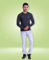 HiFlyers Men Round Neck Full Sleeve Solid Anthra T-Shirt