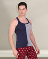 T.T. Men DesignerGym Vest Pack Of 2 Red-Black -Blue-Grey