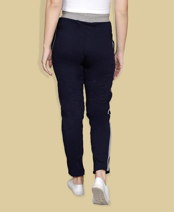 HiFlyers Women Comfort Fit Solid Cotton Trackpant Navy