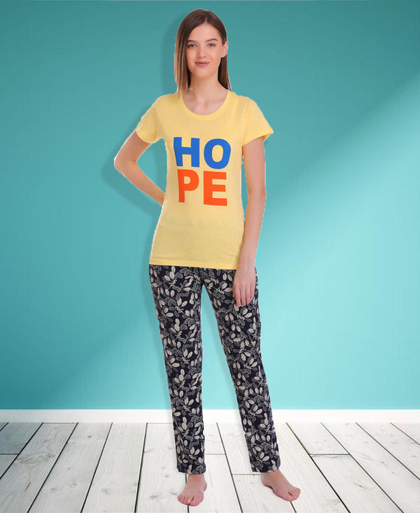 HiFlyers Women Comfort FitPrinted Cotton Pyjama Black