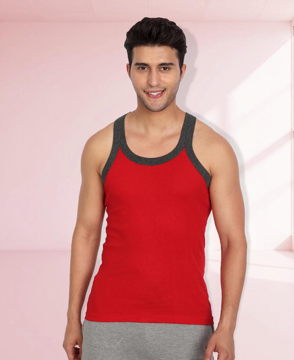 T.T. Men Titanic Pure Cotton Red Gym Vest