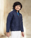 HiFlyers Boys Regular Fit | Polyster |Fluffy Full Sleeves |Quilted Insulation|High Neck Stand Collar|Zipper Jacket -Blue