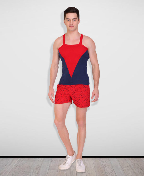 T.T. Men DesignerGym Vest Pack Of 2 Black-Olive -Blue-Red