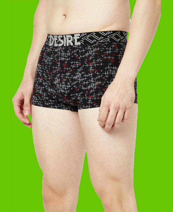 T.T. Mens Desire 100% Combed Cotton Printed Mini Top Elastic Trunk Pack Of 3 Grey-Navy-Orange