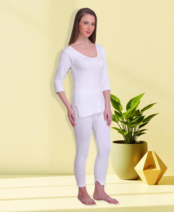 T.T. Women Top - Pyjama Set Thermal - White