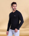 HiFlyers Men Round Neck Full Sleeve Solid Black Tshirts