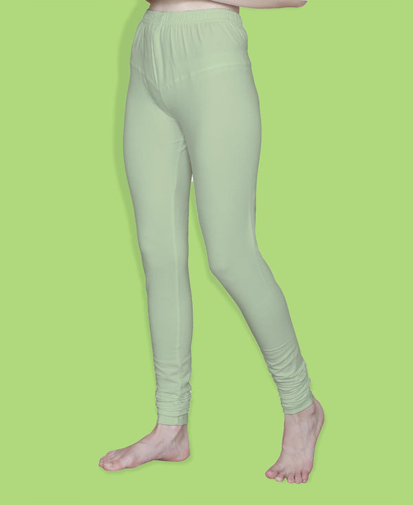 T.T. Women Solid Chudidar Cotton Lycra Cool Leggings -Cream