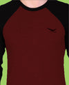 HiFlyers Men Round Neck Full Sleeve Cut & Sew Red Black T-Shirt