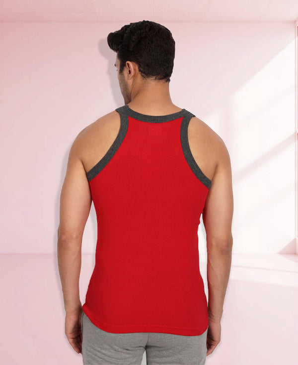 T.T. Men Titanic Pure Cotton Red Gym Vest