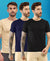 T.T. Men Slim Fit Poly Jersey Round Neck Half Sleeve T-Shirt Pack Of 3 Black-Navy-Skin