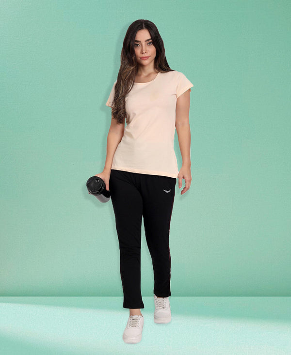 HiFlyers Women Comfort Fit Black Solid Cotton Track Pants