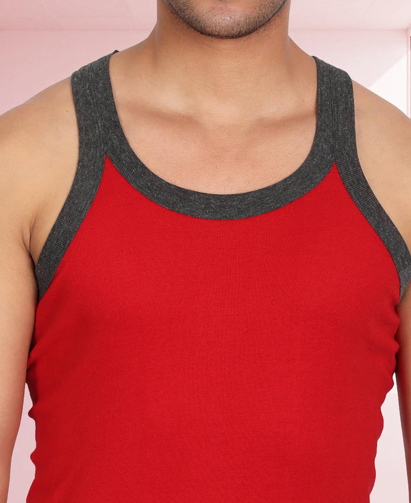 T.T. Men Titanic Pure Cotton Red Gym Vest