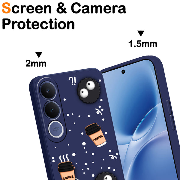 Mobielectro Cute Fun Cartoon 3DBear Coffee Case for Vivo V70 FE - Blue