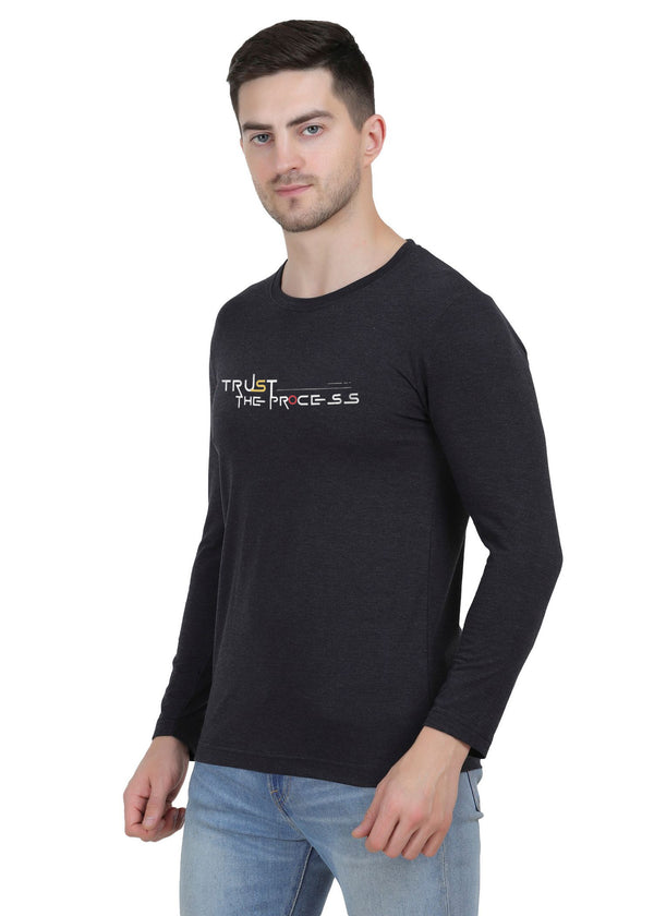 HiFlyers Mens Anthra Regular FitPrinted Round Neck Full Sleev Tshirt