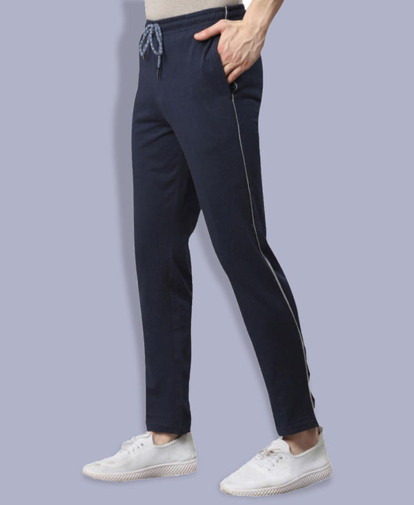 T.T. Men|Cotton Trackpant With Zipper Pocket|Regular Fit|Elastic Waist With Drawstring, Ultra Soft Stretch Fabric – Gym, Sports & Casual Wear With Side Piping||Navy