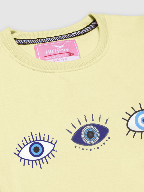 HiFlyers Girls Regular Fit | Premium Cotton Fleece |Full Sleeves|Round Neck|Trendy Winter Wear| Sweatshirts For Boys And Girls -Ivory