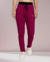 HiFlyers Women Comfort Fit Maroon Solid Cotton Track Pants