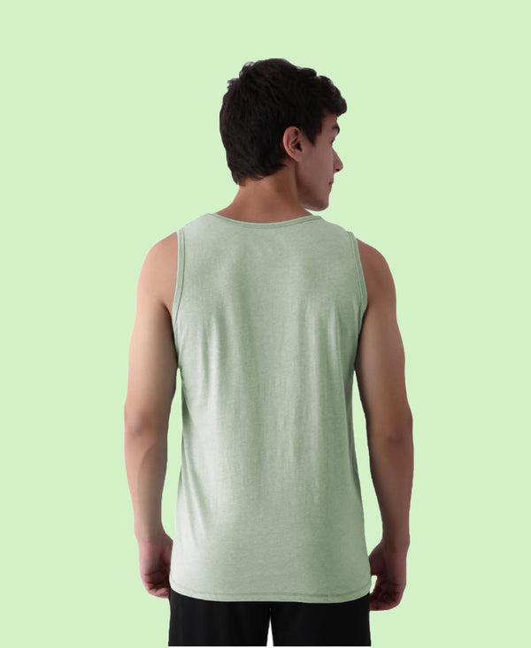 Almo Men’S Cotton Vest|Premium Melange Cotton|Regular Fit|Soft, Breathable, Fade-Resistant | Anti-Bacterial & Lightweight | Ideal For Gym/Sports Activities|Pack Of 2|Peach::Green