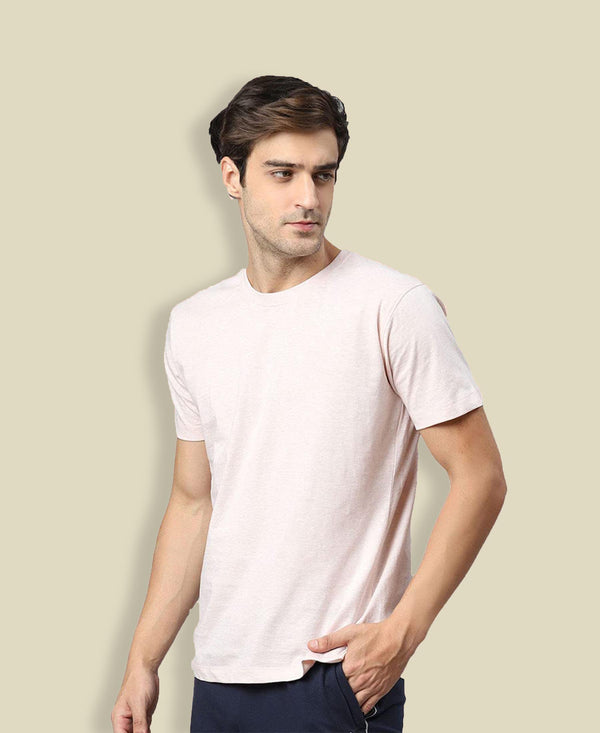 T.T. Men’S Organic Cotton T-Shirt|Melange Slim Fit Tees For Men | Round Neck|Regular Fit|Anti-Bacterial & Lightweight | Ideal For Gym/Sports Activities|Peach