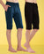 T.T. Men Regular Fit Poly Jersey Capri With Side Piping Pack Of 2-Airforce-Black