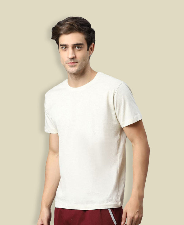 T.T. Men’S Organic Cotton T-Shirt|Melange Slim Fit Tees For Men | Round Neck|Regular Fit|Anti-Bacterial & Lightweight | Ideal For Gym/Sports Activities|White