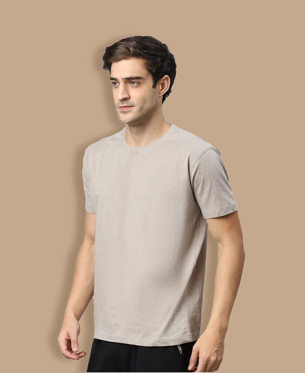 T.T. Men’S Organic Cotton T-Shirt|Melange Slim Fit Tees For Men | Round Neck|Regular Fit|Anti-Bacterial & Lightweight | Ideal For Gym/Sports Activities|Brown