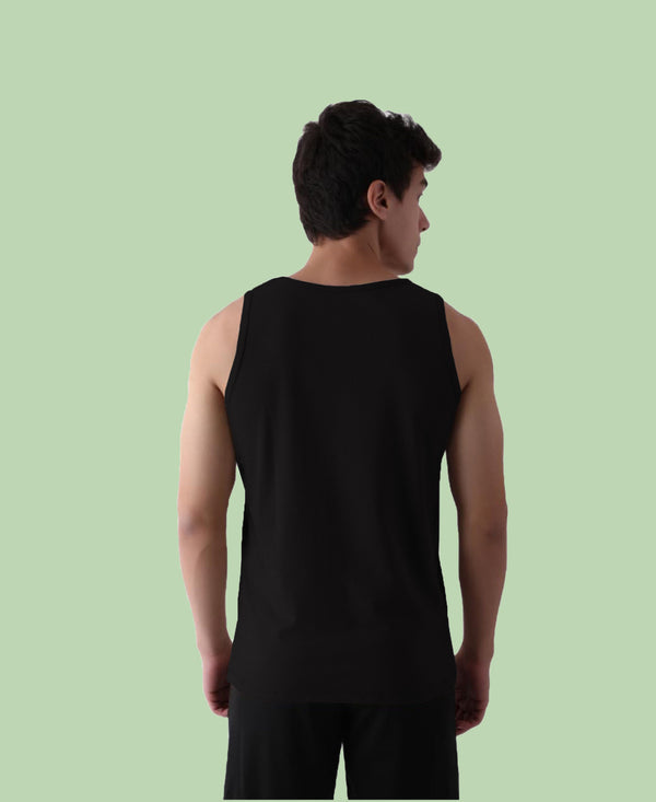 Almo Men’S Cotton Vest|Premium Melange Cotton|Regular Fit|Soft, Breathable, Fade-Resistant | Anti-Bacterial & Lightweight | Ideal For Gym/Sports Activities|Pack Of 2|Black::Tan