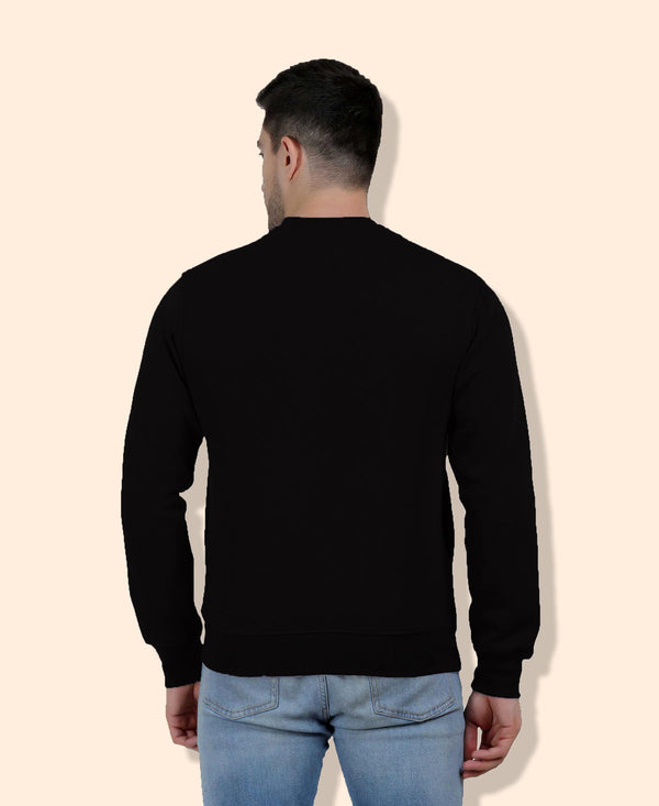 Hiflyers Men|Regular Fit|Chest Printed Cotton Fleece|Soft Stylish Casual Winter Wear Sweatshirt|Black-P2