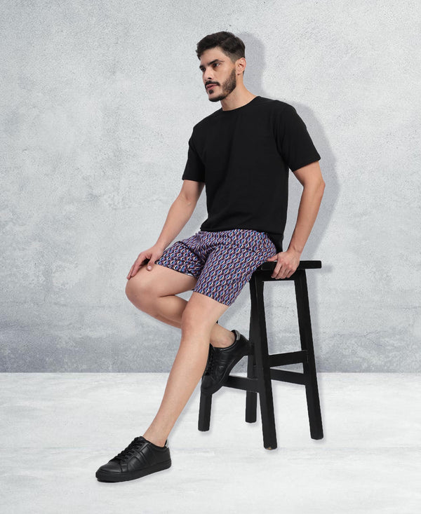 T.T. Men Regular Fit Cotton Polyster Printed Short With Zip Pocket Pack Of 1-Purple