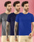 T.T. Men Slim Fit Poly Jersey Round Neck Half Sleeve T-Shirt Pack Of 3 Anthra-Navy-Royal Blue