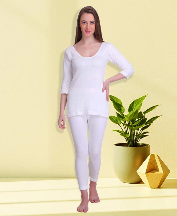 T.T. Women Hotpot Elite 3/4Th Slip Thermal Grey-White (Pack Of 2)