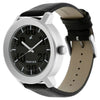 Quartz Analog Grey Dial Leather Strap Watch for Guys