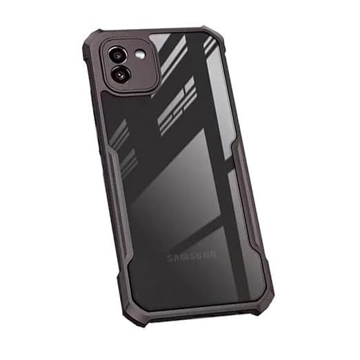 Mobielectro Camera Bump Protection | Slim Stylish 360 Protection Design |Crystal Clear | Shockproof Eagle Back Cover for Samsung A03 - Black