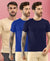 T.T. Men Slim Fit Poly Jersey Round Neck Half Sleeve T-Shirt Pack Of 3 Navy-Royal Blue-Skin