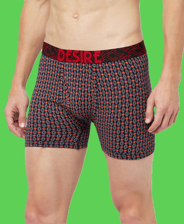 T.T. Mens Desire Printed Long Top Elastic Trunk Pack Of 1 Maroon