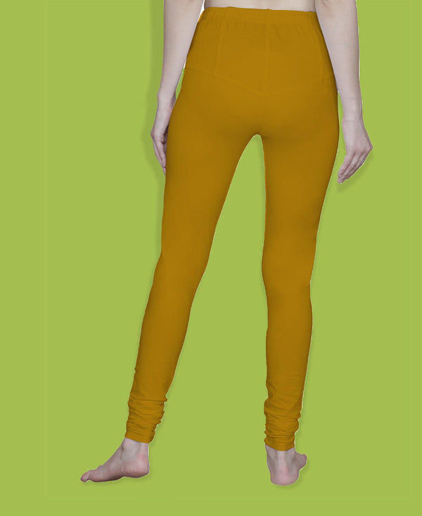 T.T. Women Solid Chudidar Cotton Lycra Cool Leggings -Saffron