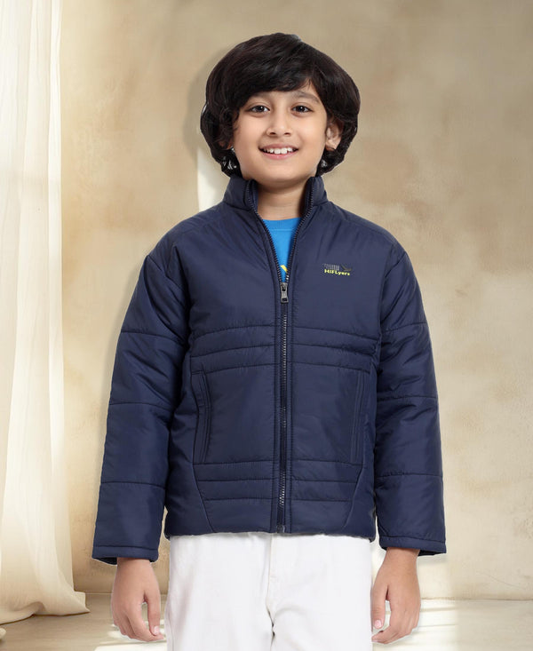 HiFlyers Boys Regular Fit | Polyster |Fluffy Full Sleeves |Quilted Insulation|High Neck Stand Collar|Zipper Jacket -Blue