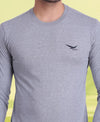 HiFlyers Men Round Neck Full Sleeve Solid Grey T-Shirt